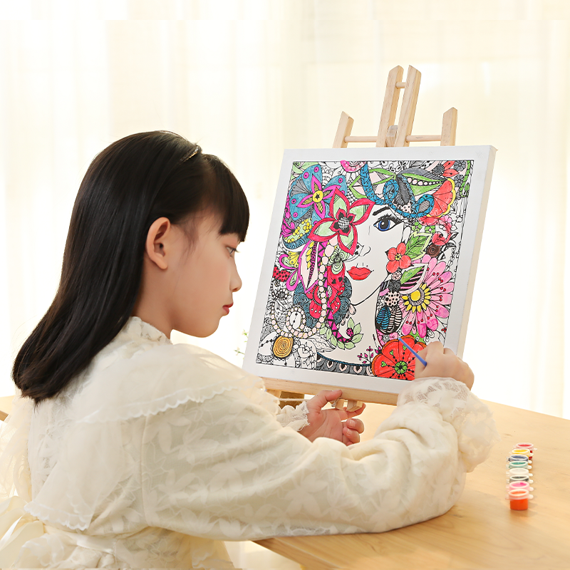 儿童涂色画板水彩画diy手工填色涂鸦男孩女孩益智玩具画板