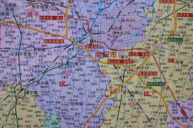 南阳市地图 正版 新版 河南十八市全开系列地图 南阳市地图挂图