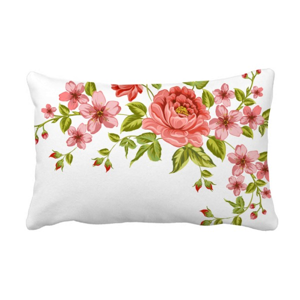 红色玫瑰花蔷薇手绘植物抱枕枕腰沙发靠垫双面腰靠垫