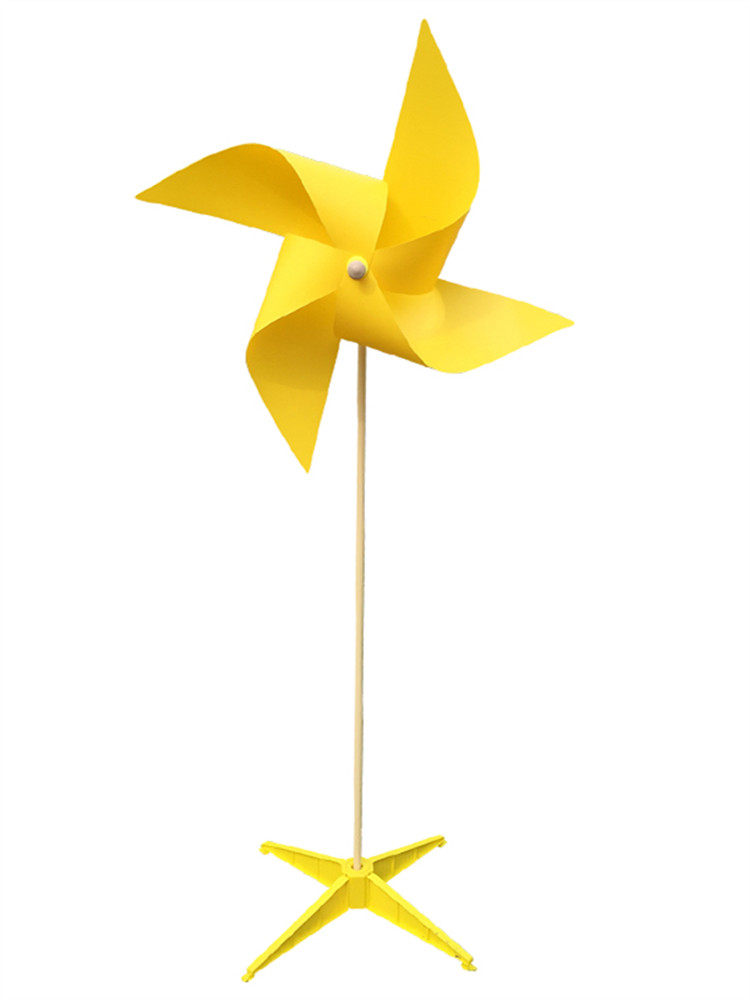 大风车风车黄色四角套装带座户外装饰旋转幼儿园风车