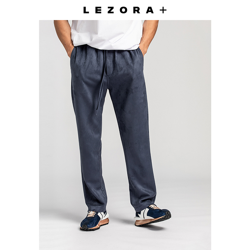LEZORA 毒家定织复合麂皮绒！RO大直筒裤脚开叉垂坠飘带休闲裤男