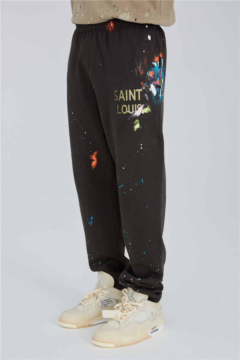 yeegosaintlouis复古做旧定制泼墨油漆长裤休闲休闲裤