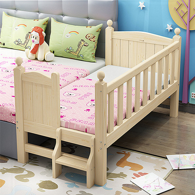 宝宝婴儿床小床拼接大床延边实木儿童床带护栏侧边加宽小孩床定制