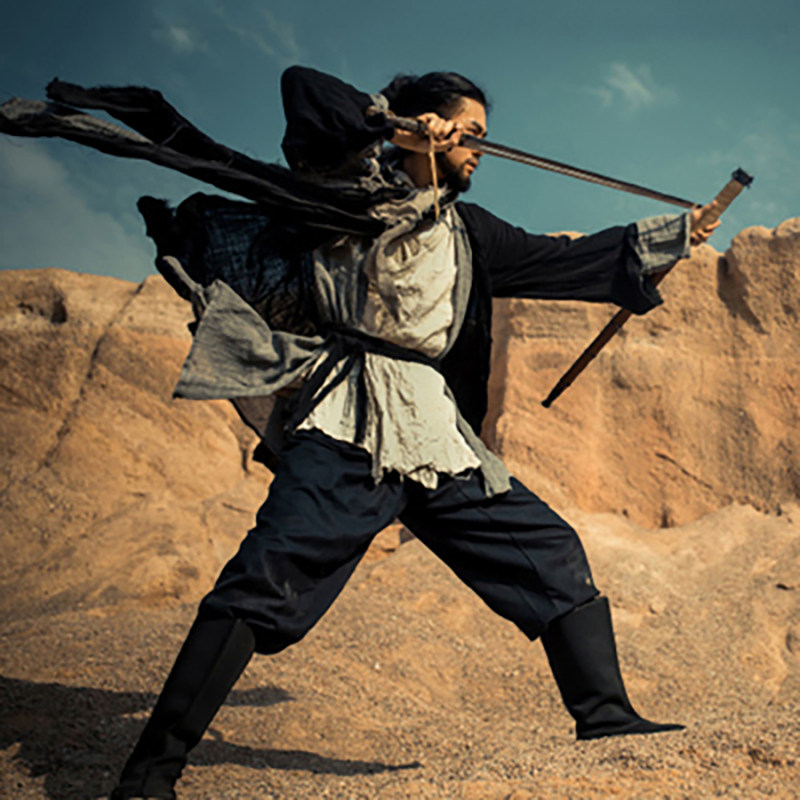 古装影视剧破旧侠客客服沙漠漠男剑客棉麻武侠民族服装