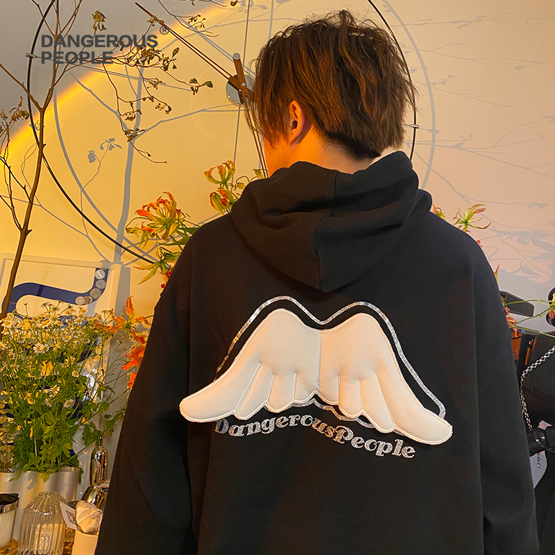 Dangerouspeople薛之谦dsp潮牌天使翅膀情侣装设计感男女连帽卫衣