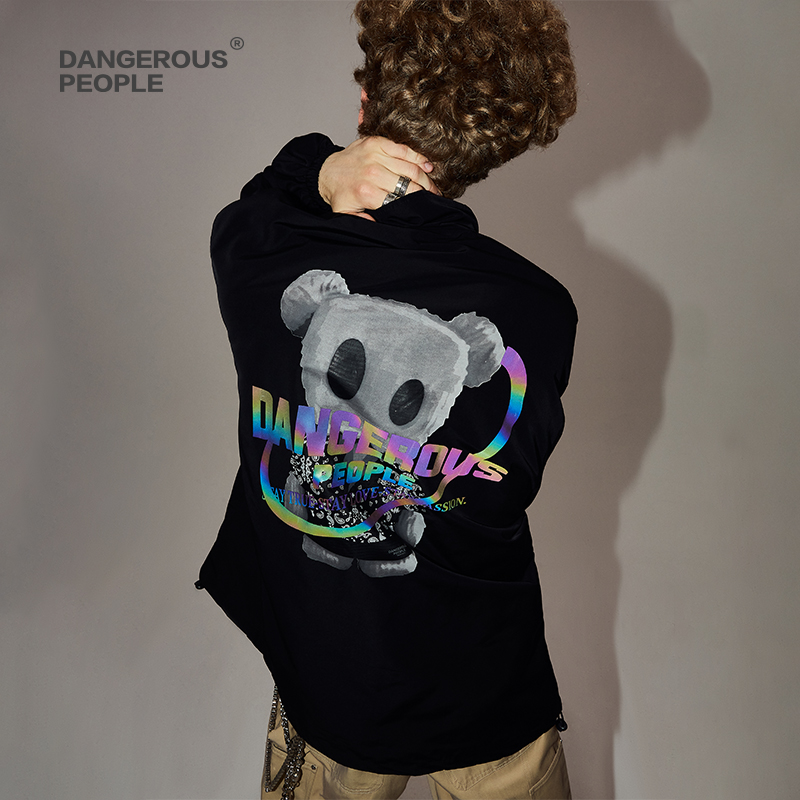 Dangerouspeople薛之谦dsp小熊夹克国潮印花秋款街头男女立领外套