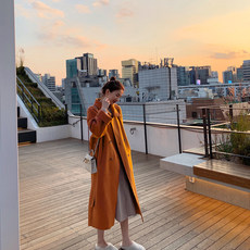 ANNA Devil classic coat ~ simple temperament tie double-sided woolen coat women's long woolen coat ANNA Devil classic coat ~ simple temperament tie double-sided woolen coat women's long woolen coat