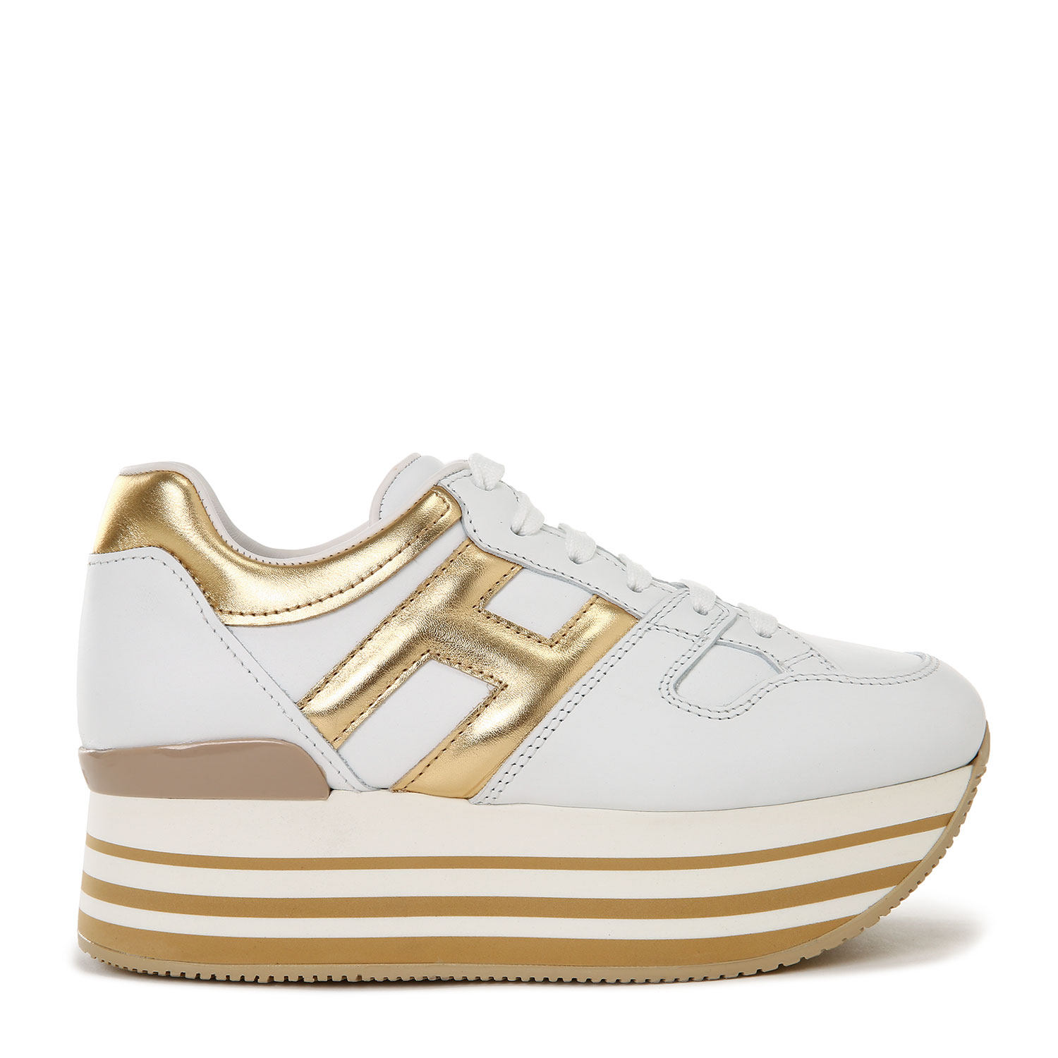 hogan多色牛皮皮革logo徽标系带设计女士低帮单鞋