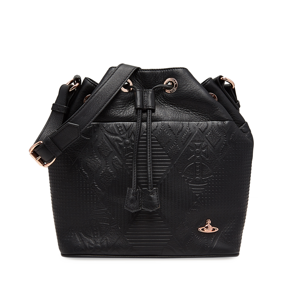 viviennewestwood薇薇安威斯特伍德黑色抽绳女士水桶vivian女士包袋