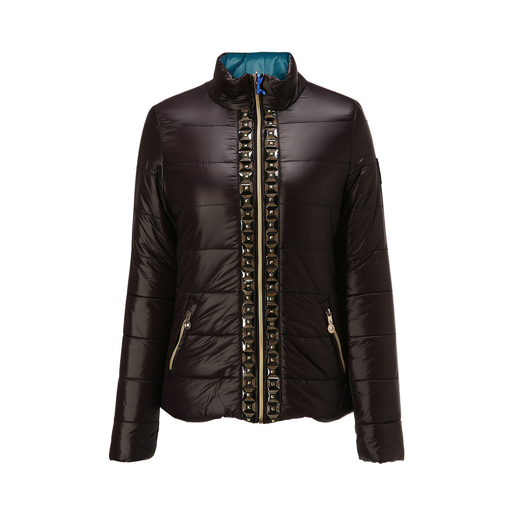 折扣扣好versacejeans范思哲黑色女士棉服茄克棉衣