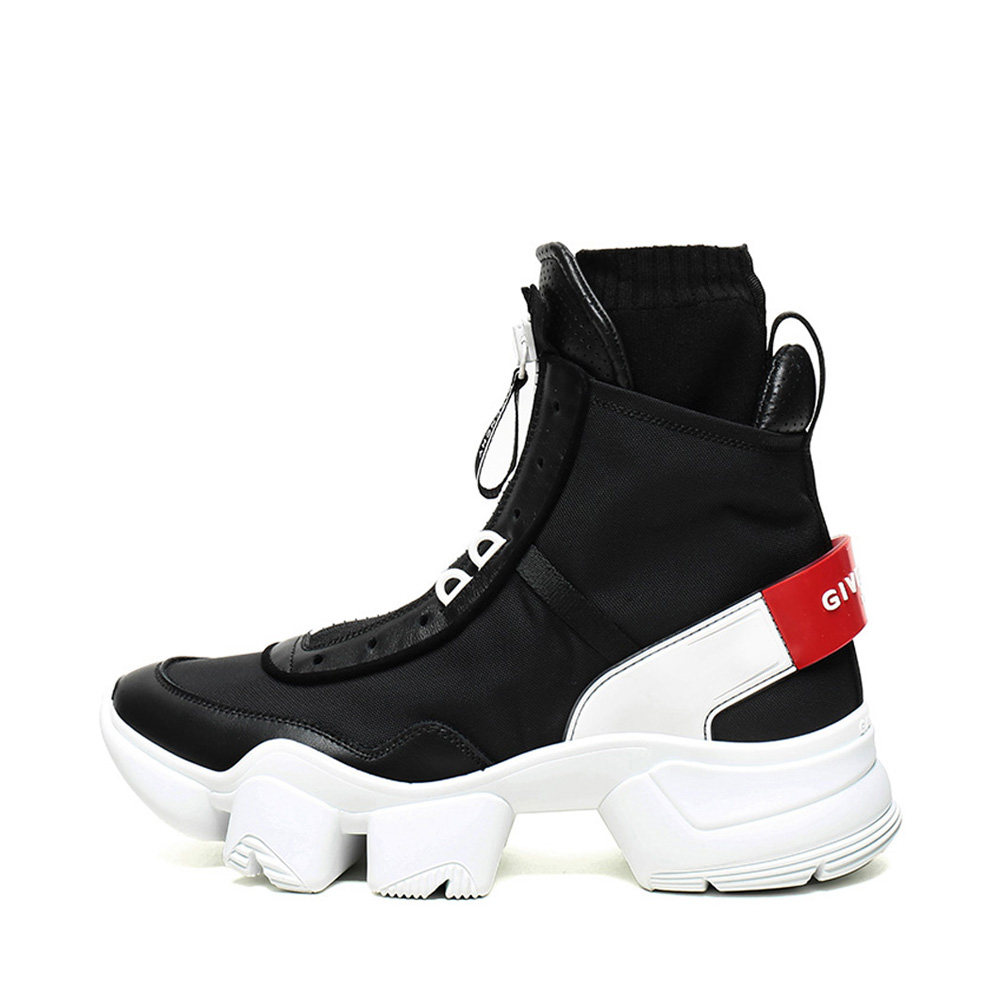 givenchy纪梵希黑色jaw织物配皮字母拉链男士高帮高帮鞋