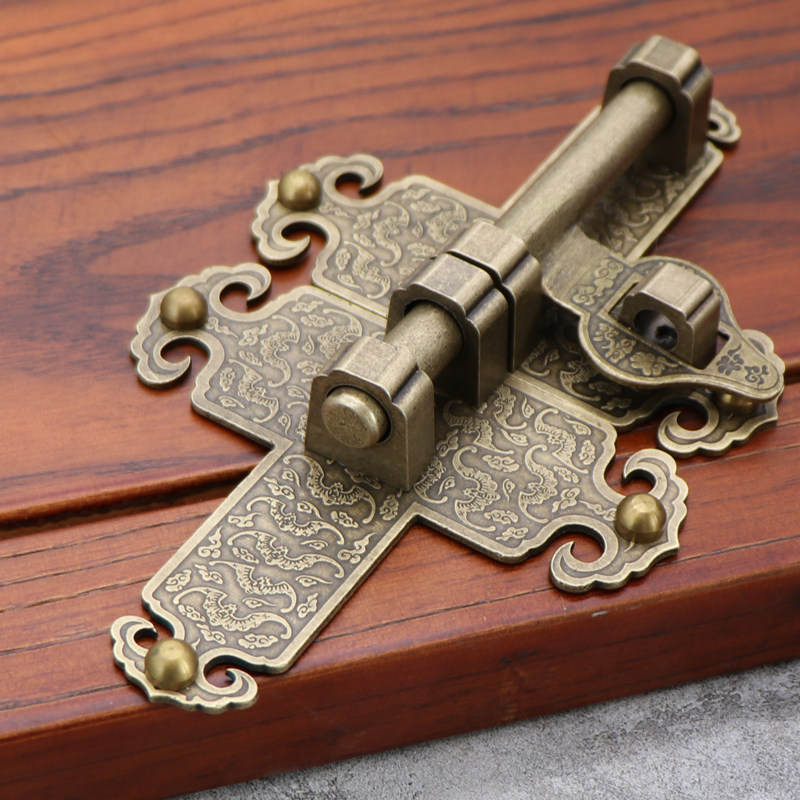 复古仿古纯铜老式木门中式门栓大门门闩黄铜明插销