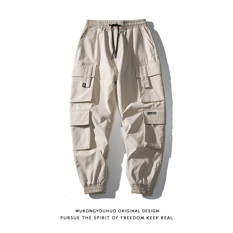 悟空有货复古机能风多口袋工装裤男潮牌街头宽松裤头休闲束脚长裤