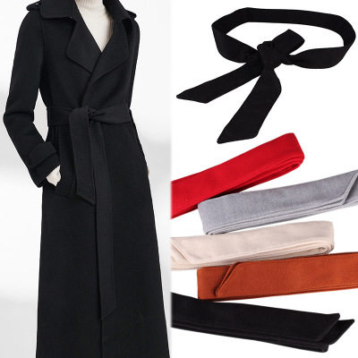 毛呢子女士配件布带双面羊绒装饰大衣时尚天鹅绒腰带