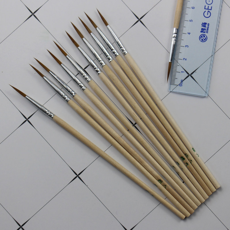 毛笔狼毫白铝项小号高档工业油漆勾线描笔描金毛笔