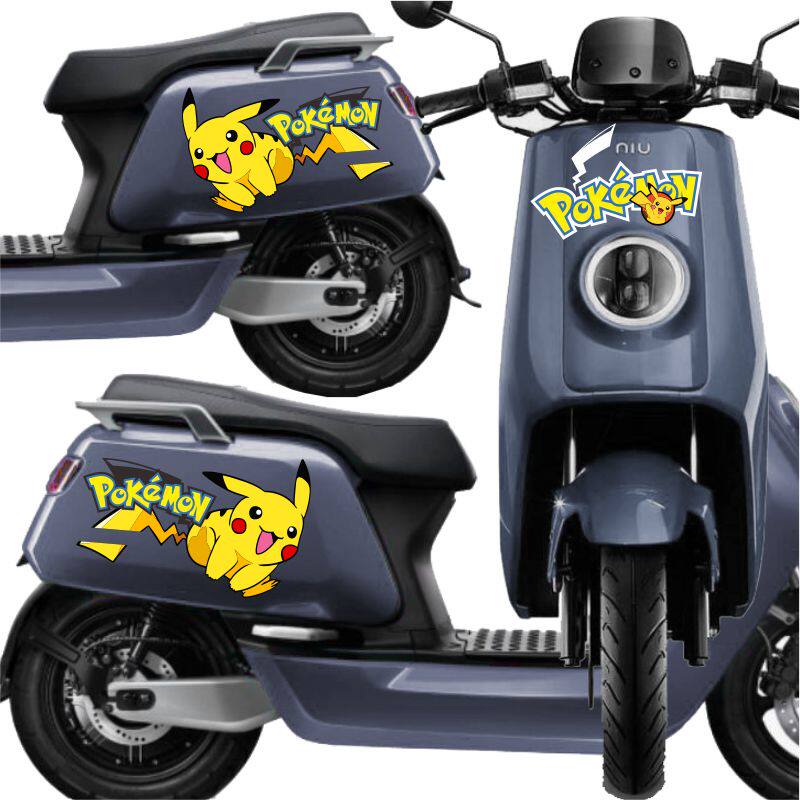 小牛贴纸pikachu比卡丘车贴划痕遮挡贴纸图案改装电动摩托车装饰_双氙