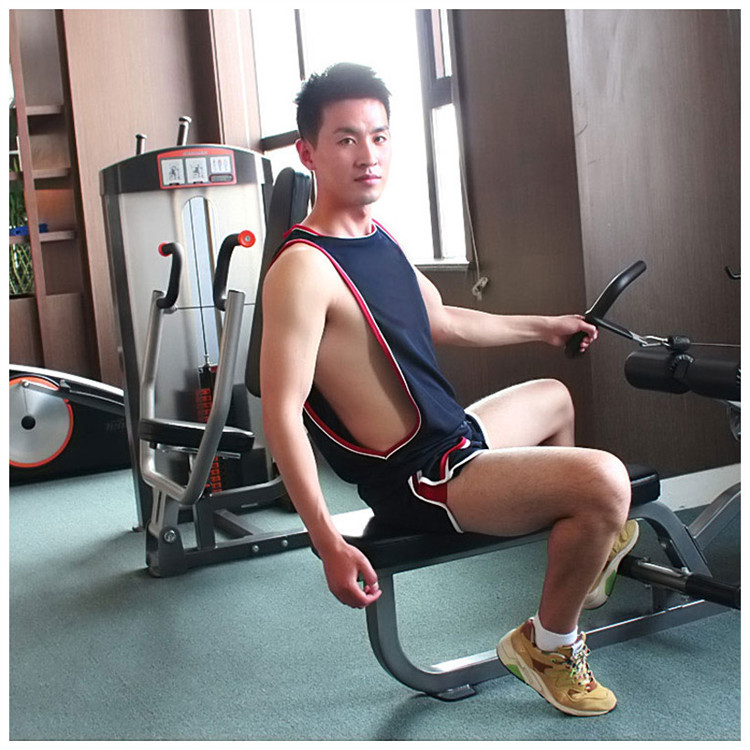 潮男透气时尚纯色休闲大开叉背心宽松型运动速干修身健身背心套装