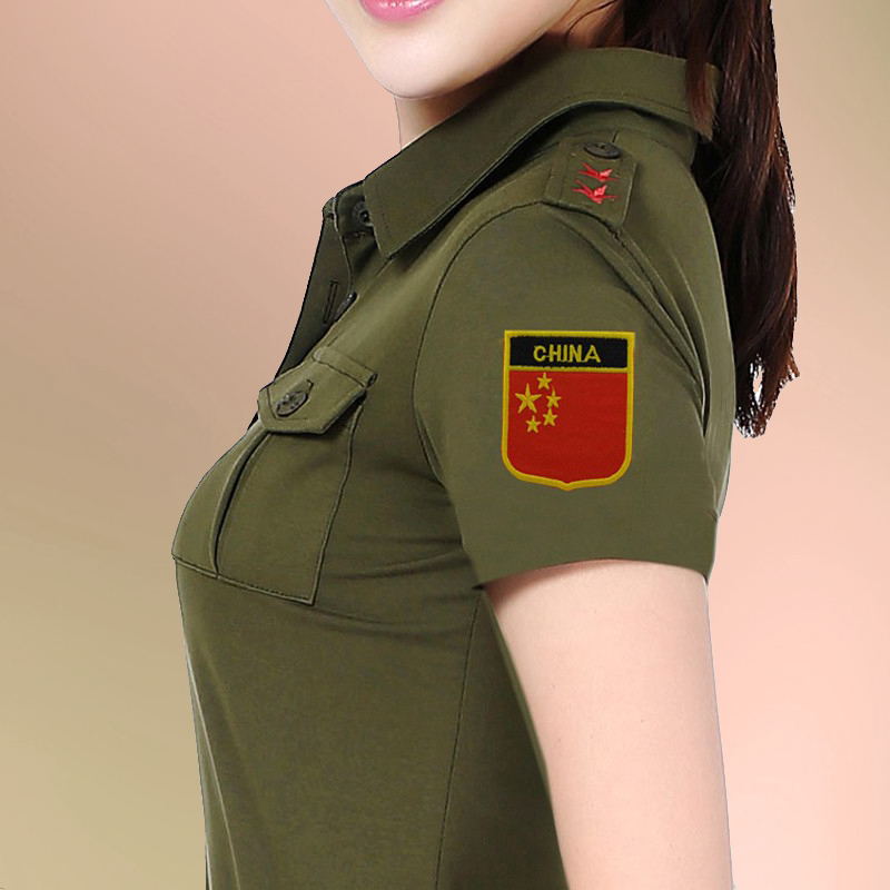 水兵舞T恤上衣女2022新款夏季短袖军绿军装演出广场舞蹈服装半袖