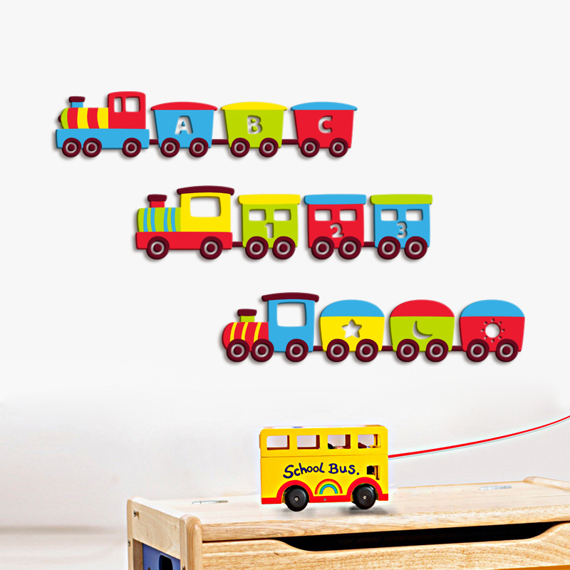 小火车3d立体墙贴小学幼儿园童装房间床头踢脚墙贴