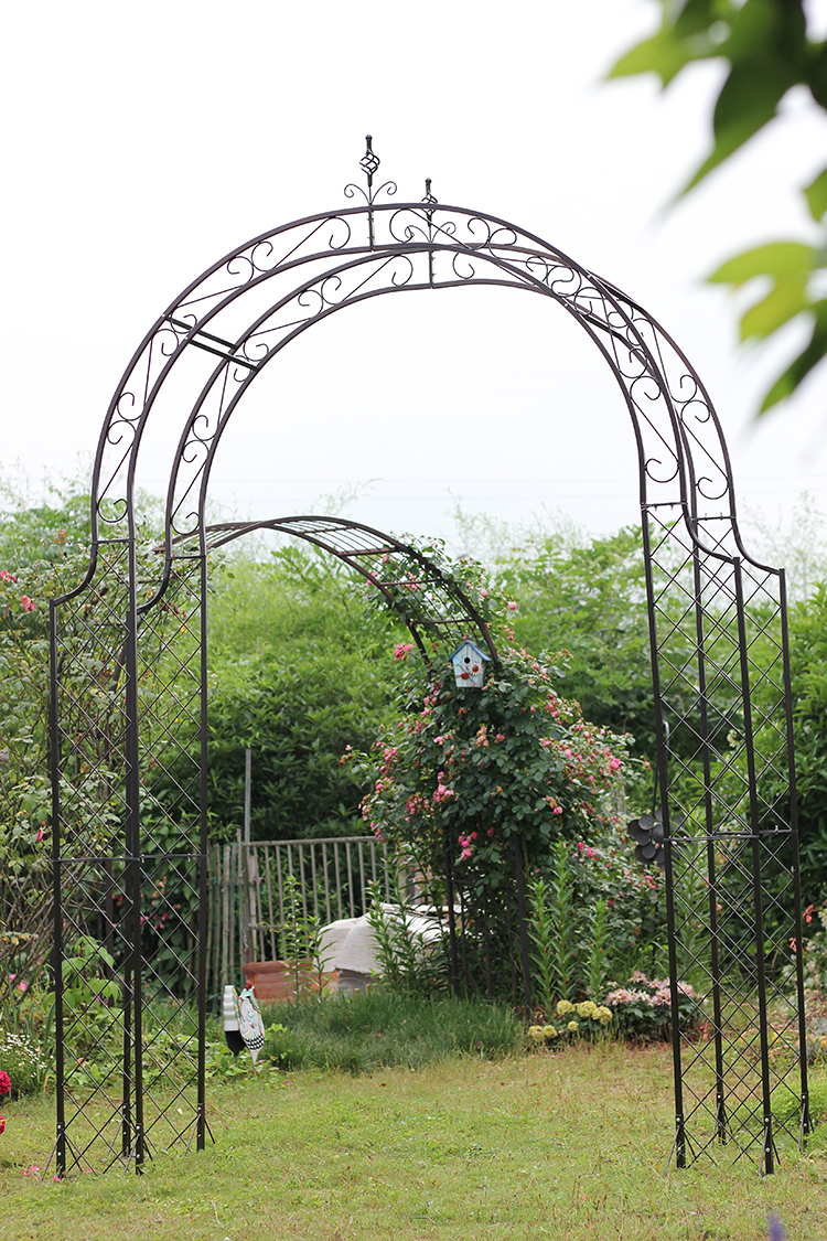 外贸铁艺屏风式拱门可拼接长廊庭院花架铁线莲爬藤架园艺藤月支架