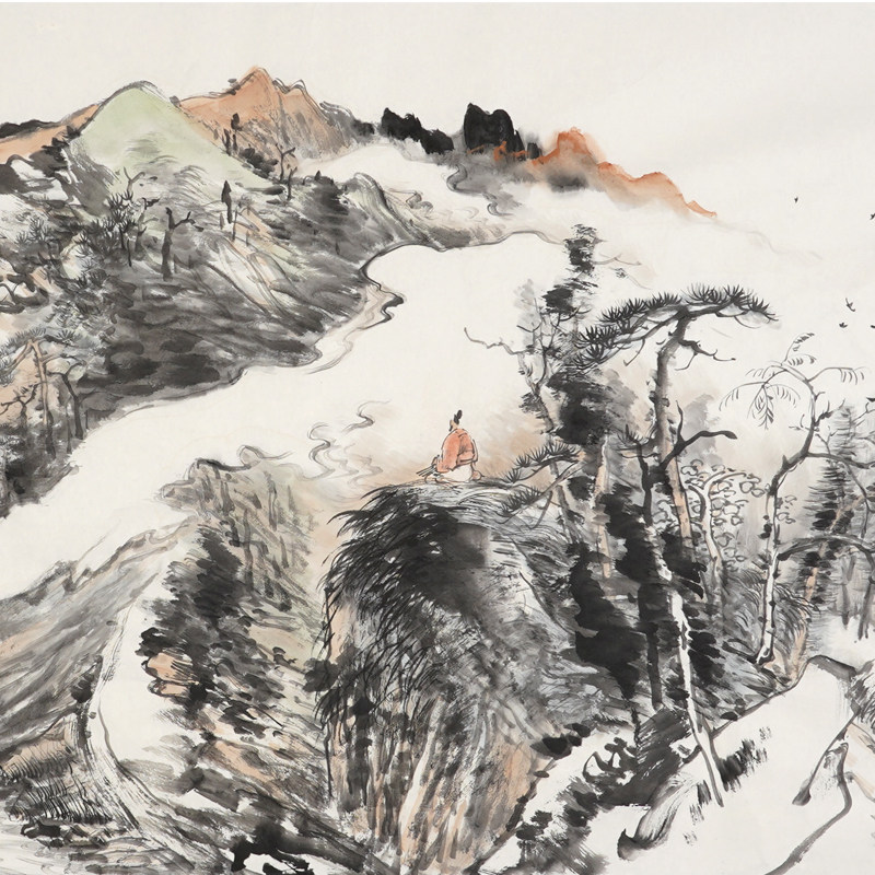 孤品收藏仅此一张美协名家万涛手绘山水画国画国画