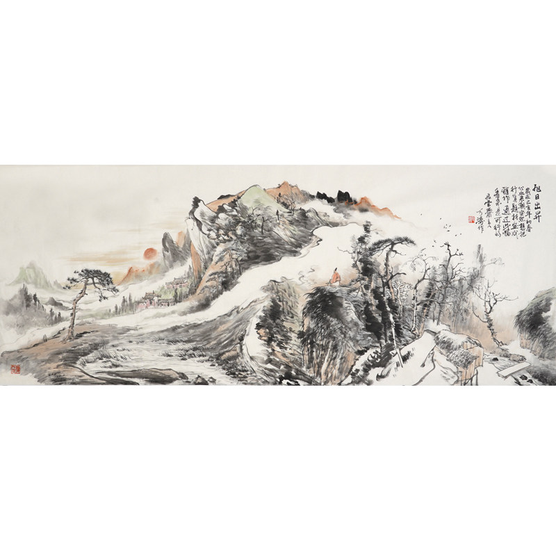 孤品收藏仅此一张美协名家万涛手绘山水画国画国画