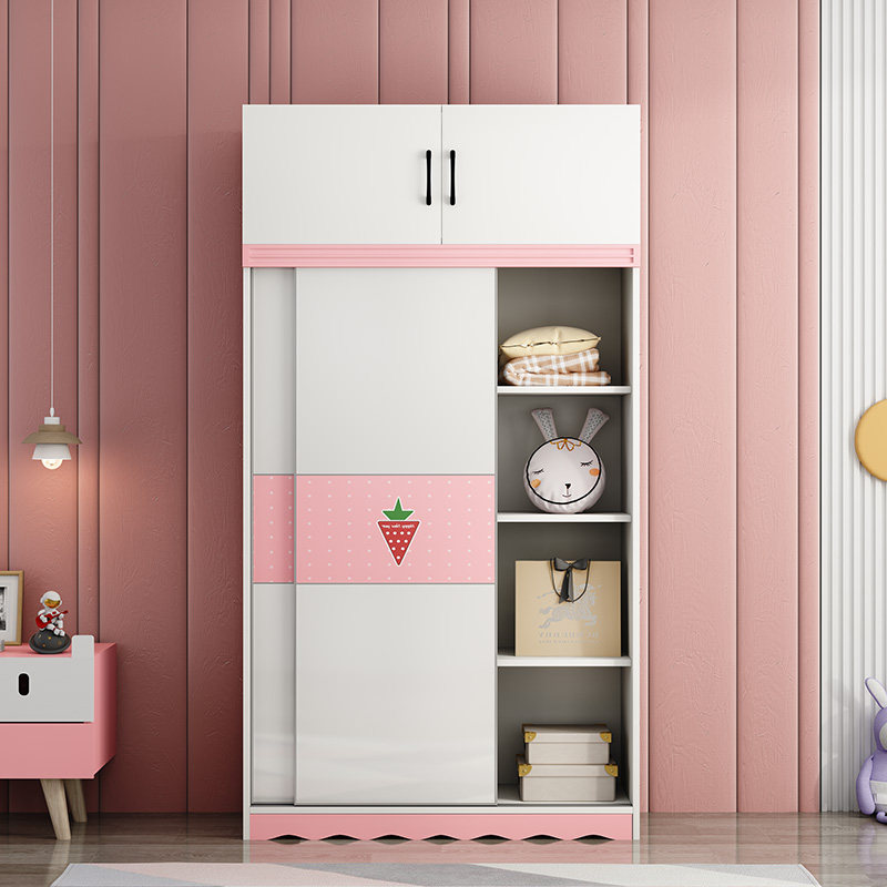儿童衣柜实木家用卧室小户户型推拉门女孩衣橱衣柜