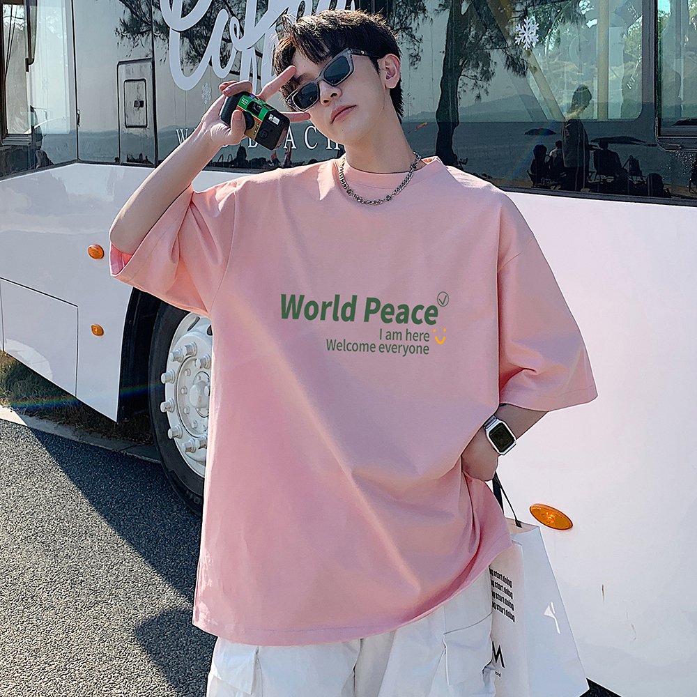 大码纯棉重磅短袖欧美高街小众高级感t恤男士ins潮牌潮流百搭半袖