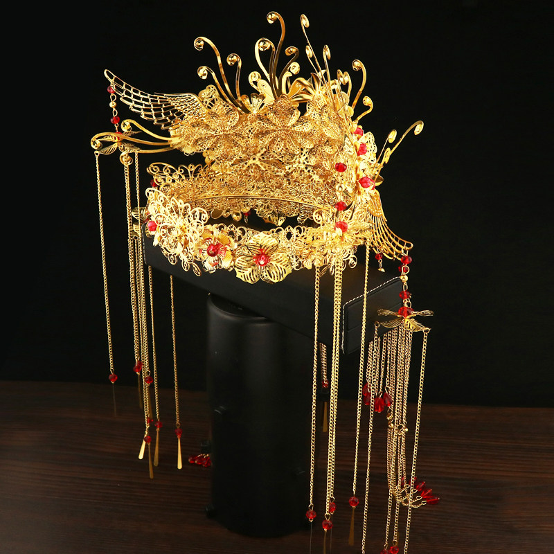 虫子出品新娘卡萌汉服夸张面帘大凤冠战国头饰牧云记中式国风1390