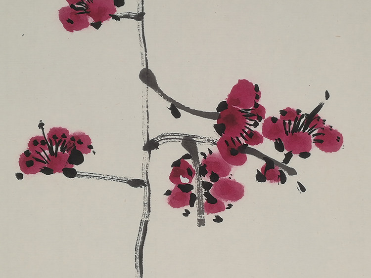 1:1齐白石梅花二大写意花鸟画国画艺术微喷古代名画复制品装饰画