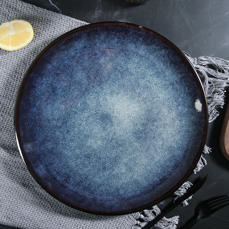 大号礼韵华彩陶瓷复古古风盘子日式圆形餐具盘