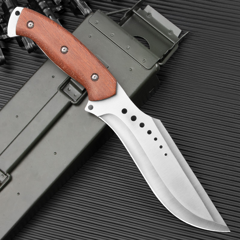 荒夫户外荒野求生一体刀高硬度军工小刀车载防身其他户外刀具