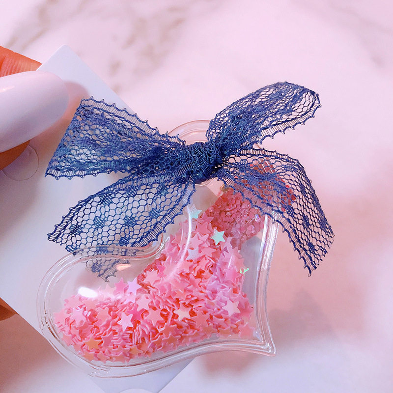 韩国星星亮片流沙爱心发夹蕾丝蝴碟结儿童发饰女宝宝米奇可爱发卡