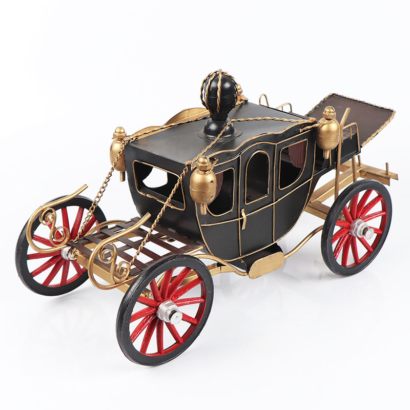 欧式复古皇家马车铁皮老爷车模型仿真创意个性摆件电影摆件