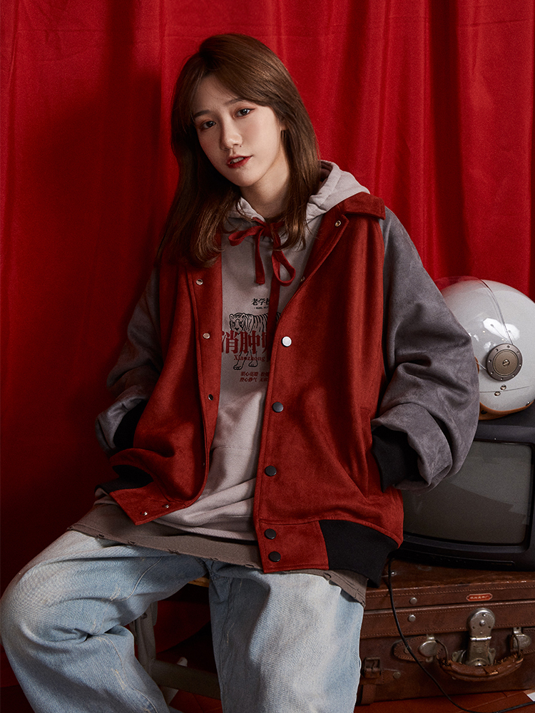 Rebel Nut 老学校 RBNT 复古潮牌麂皮外套男oversize2022新款夹克