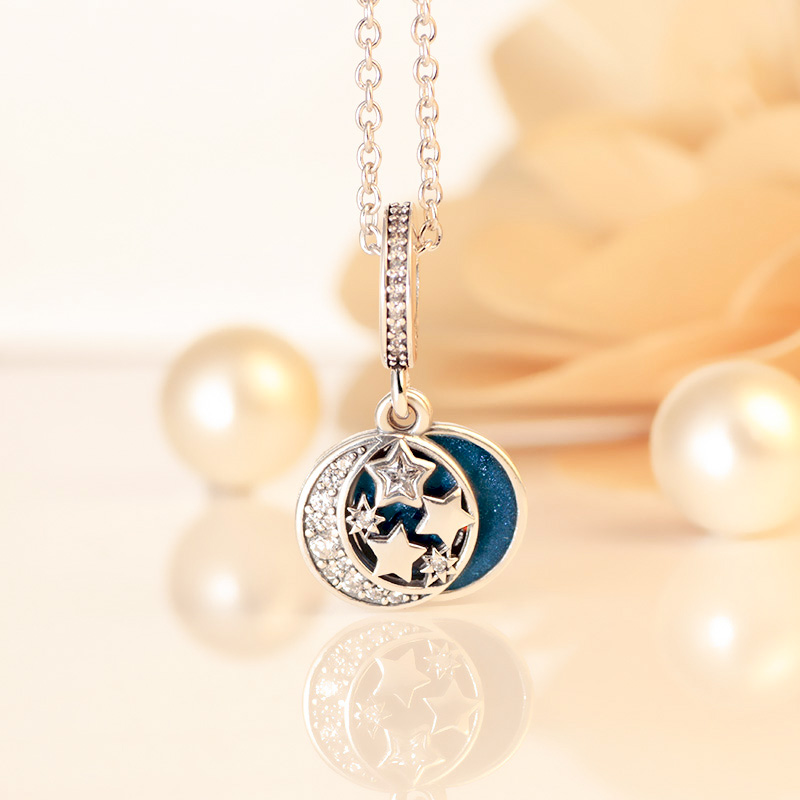 时尚锁骨装饰吊坠珠子洋气纯银潘多拉项链之辰项链