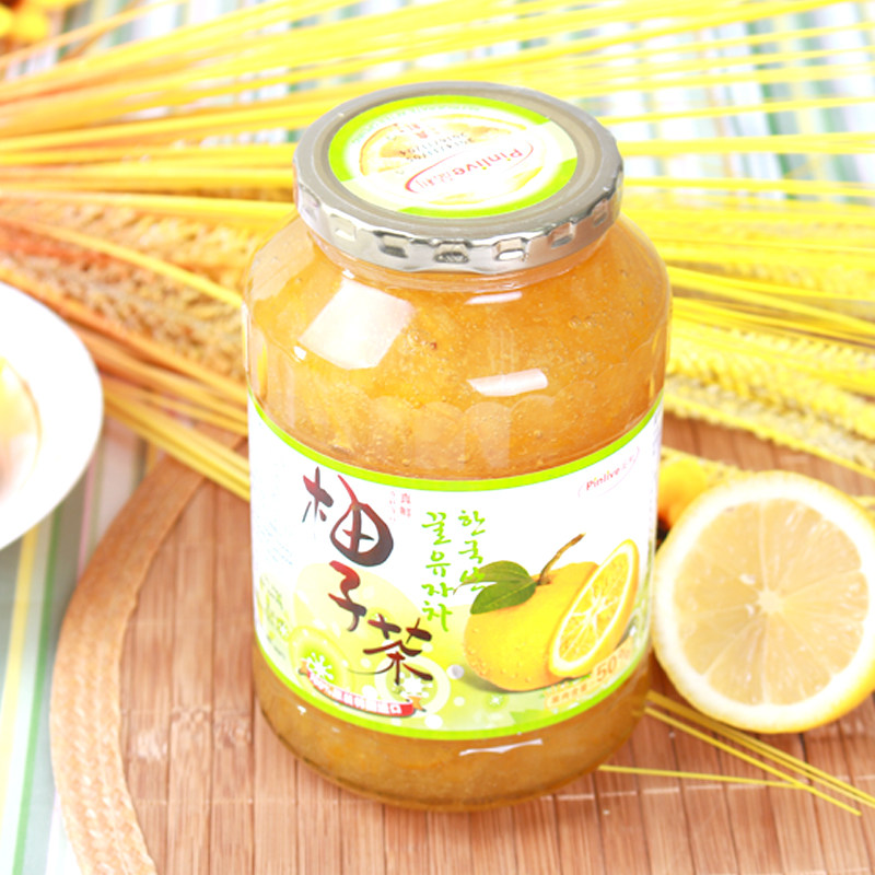 真鲜蜂蜜柚子茶果肉饮料1000g瓶