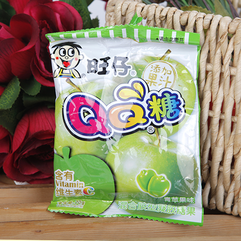 旺仔qq糖青苹果味70g袋旺旺糖果果汁食品混合食用营养办公室零食