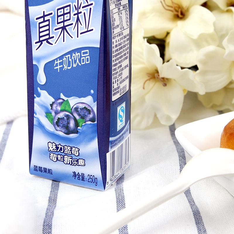 蒙牛真果粒牛奶饮品蓝莓果粒250g盒营养蛋白补钙早餐