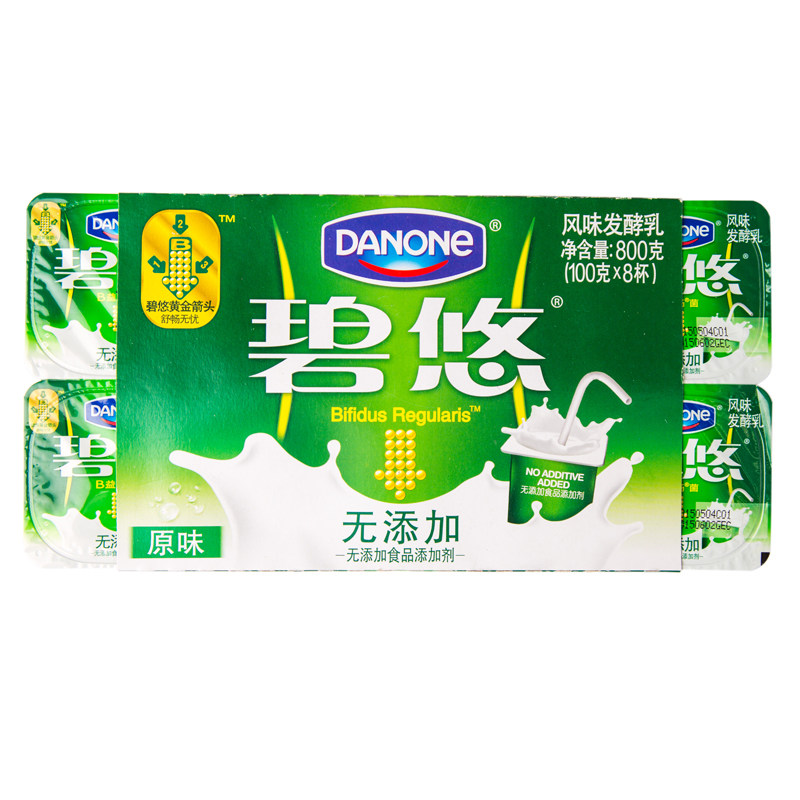 达能碧悠风味发酵原味100g8杯牛奶低温奶