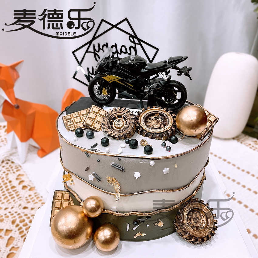 上海苏州男士款哈雷摩托车机车送老公男友男神爸爸父亲节生日蛋糕