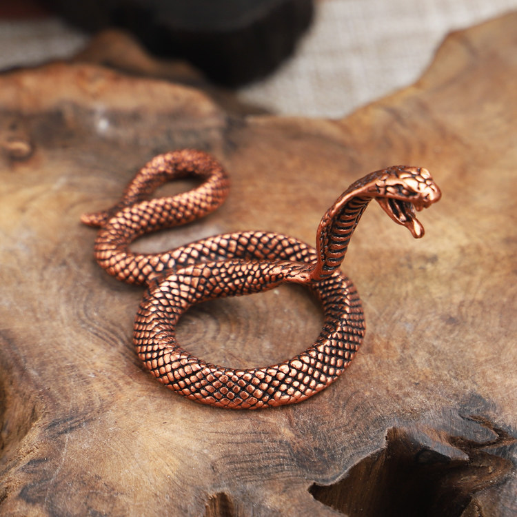 紫铜实心茶宠生肖眼镜蛇手把蝰蛇仙莽仙长蛇仙茶宠摆件