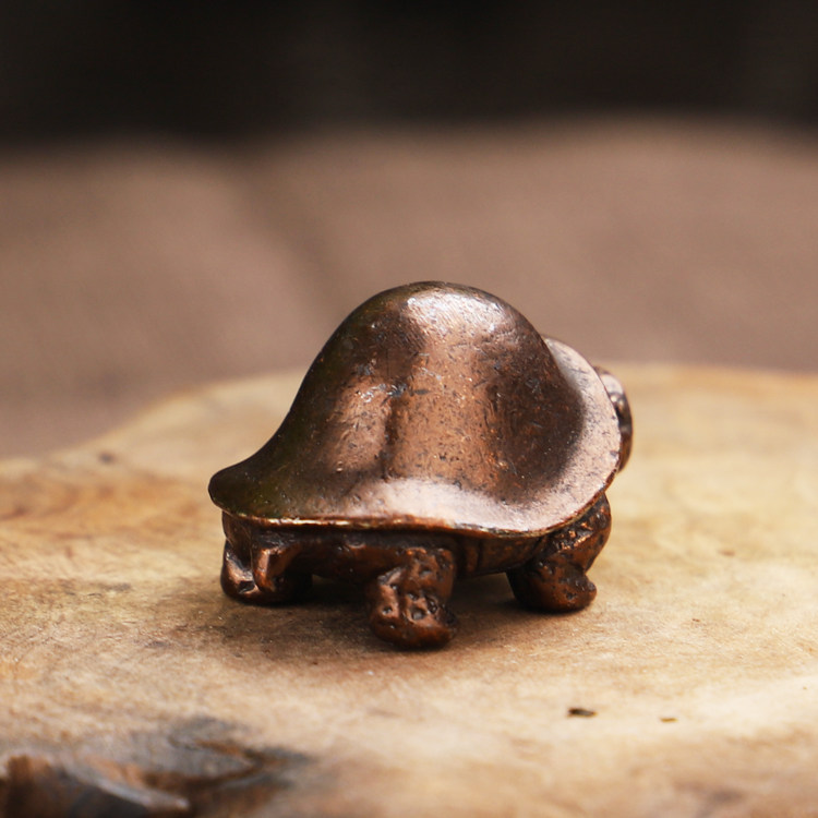 包浆乌龟纯铜茶宠摆件精品可养禅意非紫砂招财长寿龟盖置茶道零配