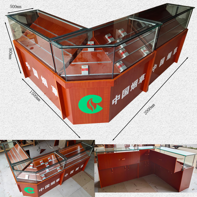 专业定做商场烟酒展示柜转角收银台一体烟酒柜