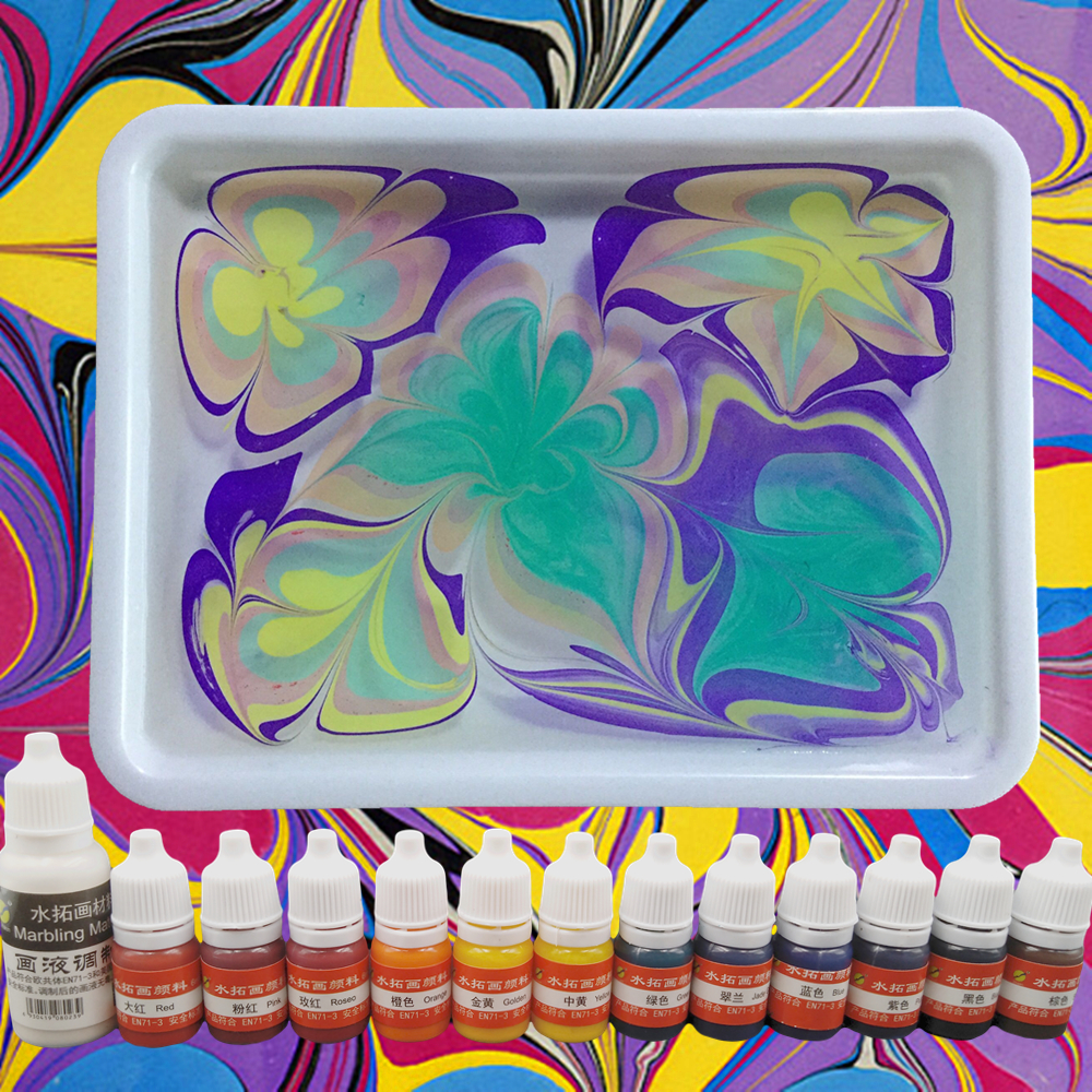 水拓画颜料土耳其湿拓画套装幻彩浮水画水影画儿童diy创意水上画