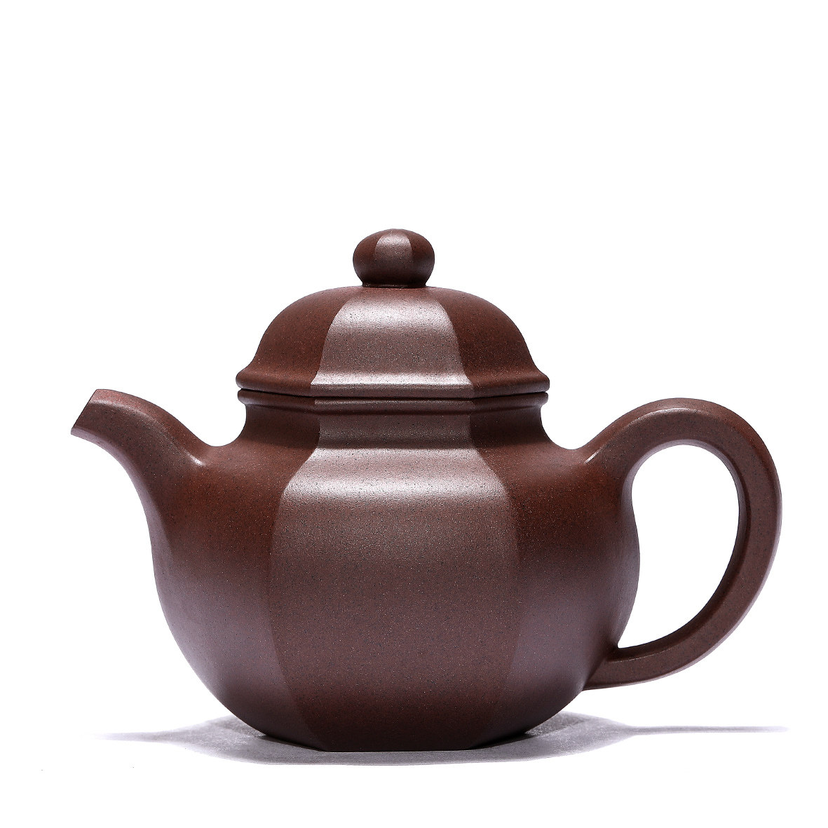 宜兴紫砂壶原矿星砂底槽清紫六方掇球方茶壶