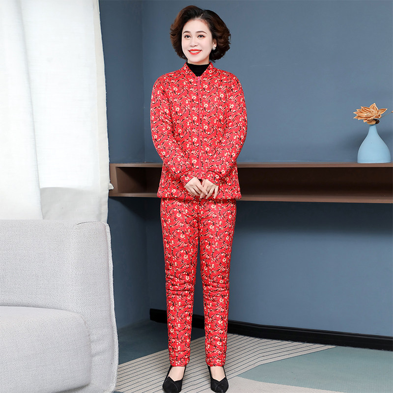 冬季手工纯棉棉花棉袄棉裤套装成人女中中老年棉衣