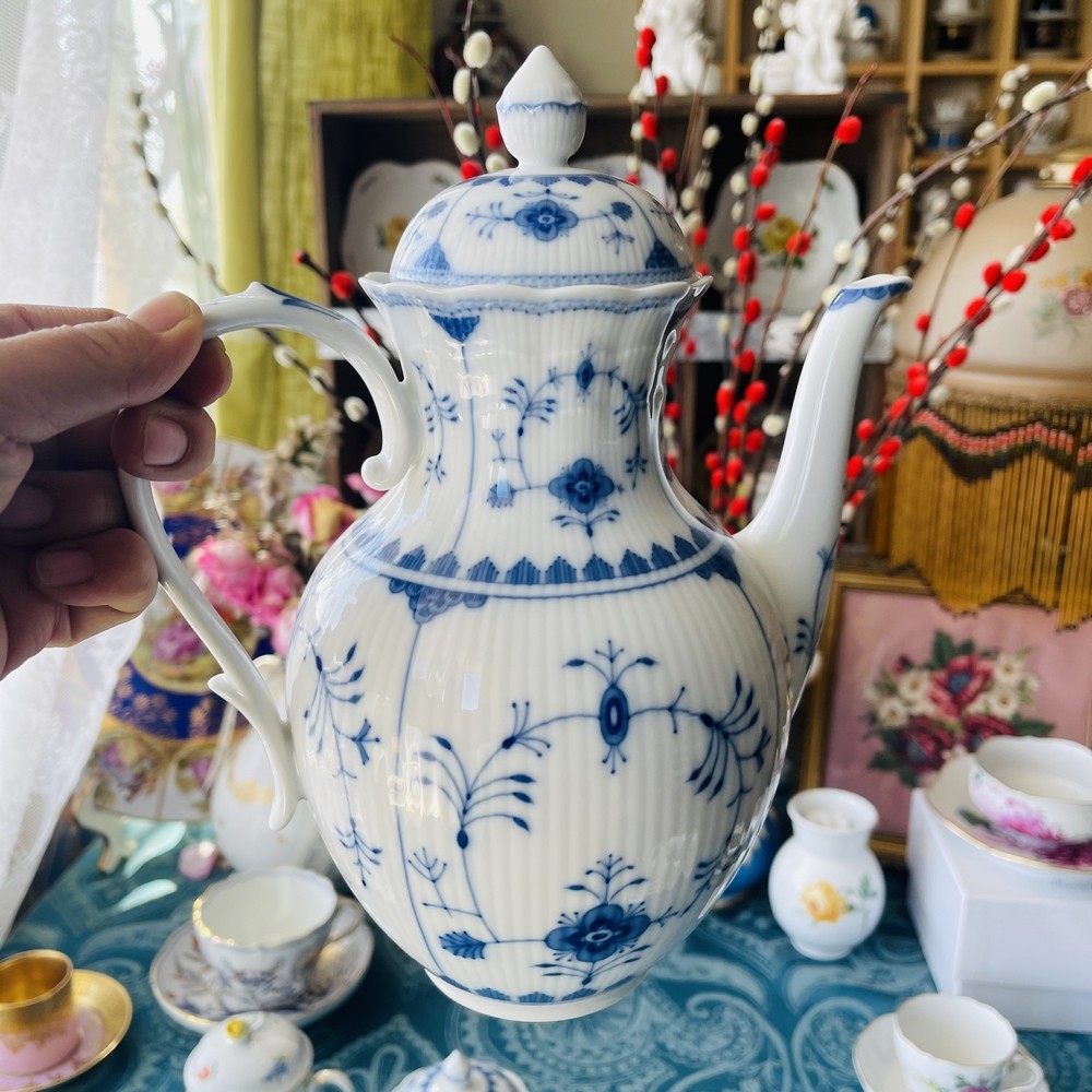 现货特价德国kaiser凯撒典雅蓝色唐草花纹咖啡壶咖啡杯