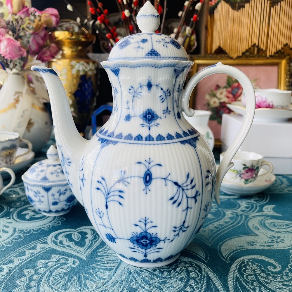 现货特价德国kaiser凯撒典雅蓝色唐草花纹咖啡壶咖啡杯