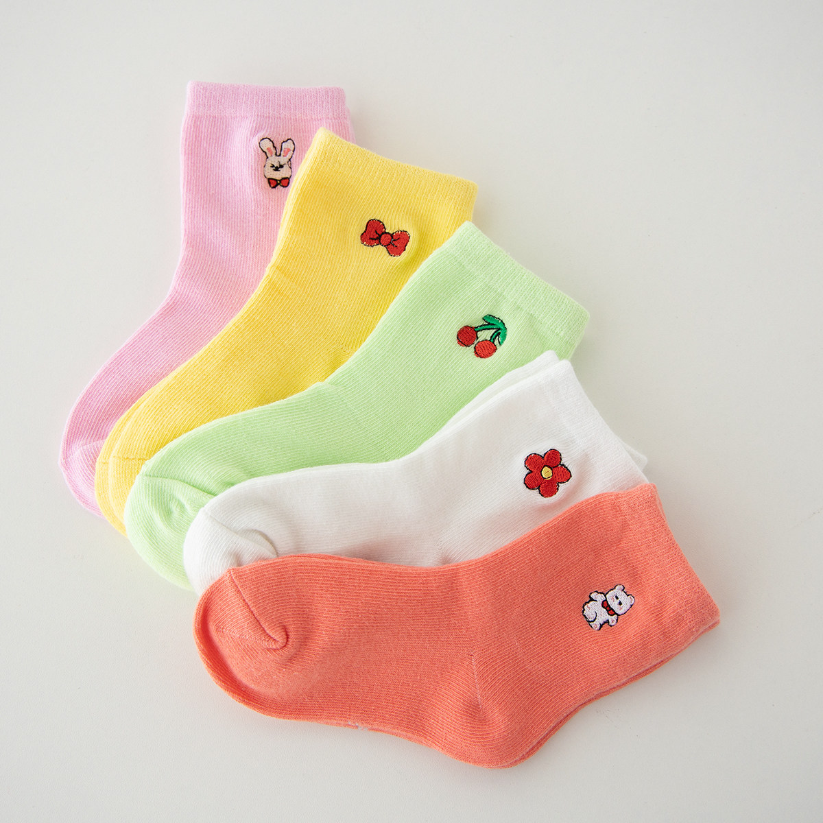 秋季新款5双装女童洋气实穿精梳棉小短袜吸汗儿童袜子(0-16岁)